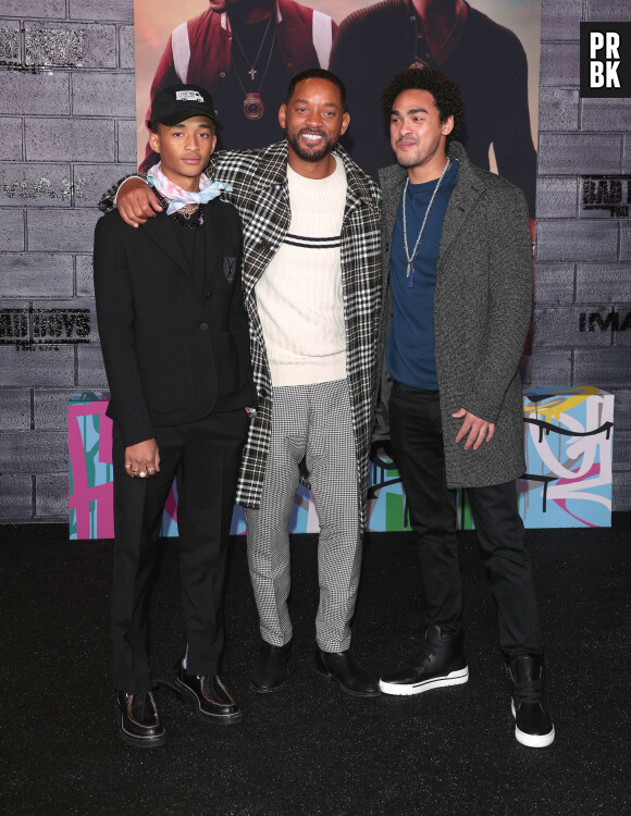 Will Smith et ses fils Jaden et Trey Smith - Les célébrités assistent à la première de "Bad Boys For Life" à Los Angeles, le 14 janvier 2020.