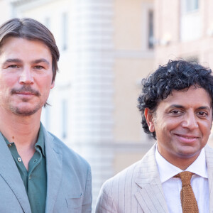 August 2, 2024, Rome, Italy: American actor Josh Hartnett and director M. Night Shyamalan attend the red carpet of the film ''Trap'' at the Terrazza Barberini in Rome Photo by Matteo Nardone/Pacific Press) (Credit Image: © Matteo Nardone/Pacific Press via ZUMA Press Wire) 