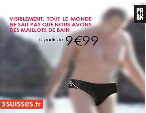 Publicité des 3 Suisses en réponse à la photo nue oubliée sur une publicité de La Redoute
