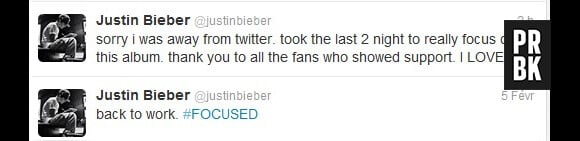Justin s'excuse de ne pas avoir tweeté