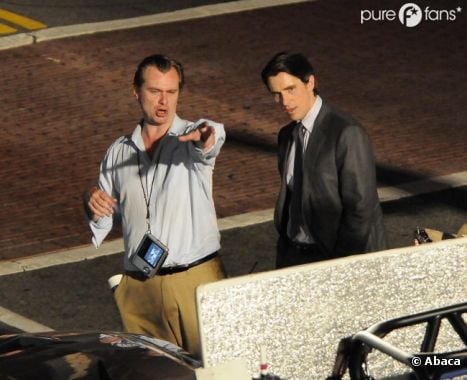Christopher Nolan et Christian Bale sur le tournage de The Dark Knight Rises