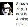 Alison prend cette affaire avec humour sur twitter