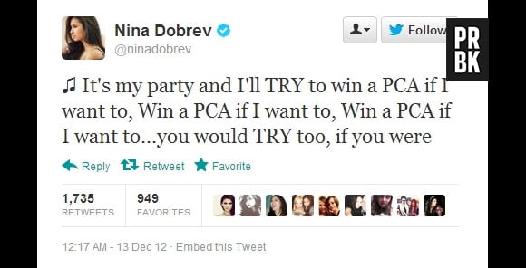Nina Dobrev souhaite gagner un PCA pour son anniv'