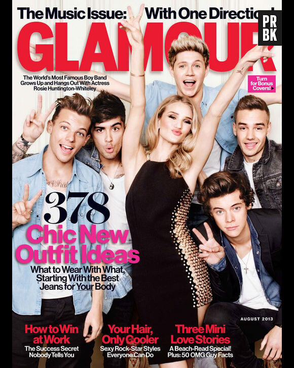 One Direction et Rosie Huntington-Whiteley en couv' de Glamour US