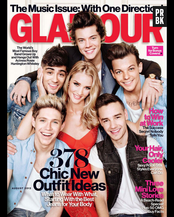 Rosie Huntington-Whiteley tripote les One Direction en couv' de Glamour US