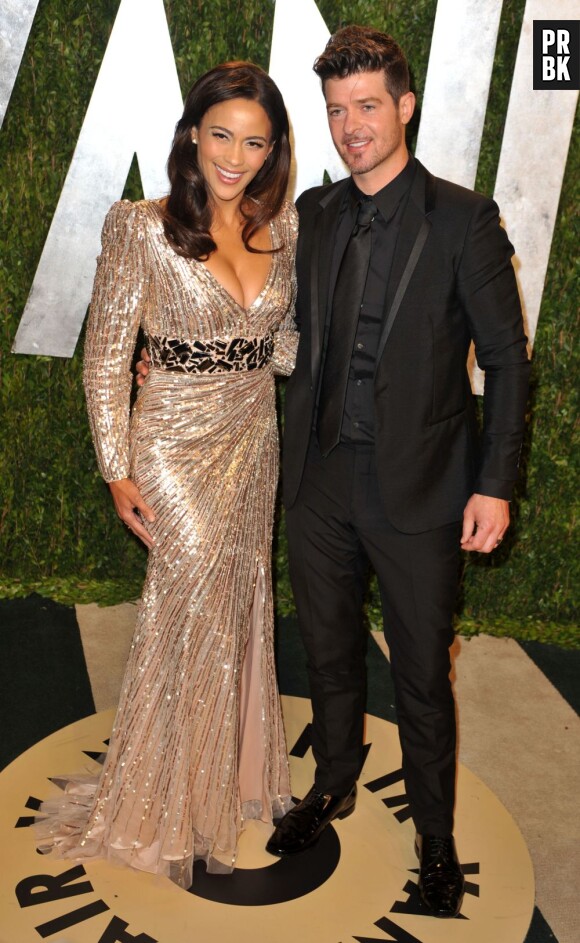 Robin Thicke et sa femme Paula Patton à la soirée Vanity Fair des Oscars 2013