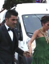 David Villa et sa compagne arrivent au mariage de Xavi, le 13 juillet 2013 en Catalogne