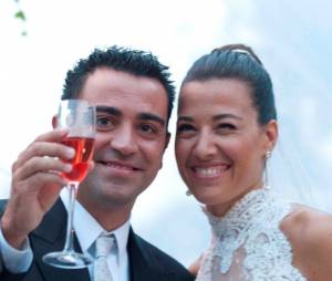 Xavi et Nuria Cunillera  : jeunes mariés souriants le 13 juillet 2013 en Catalogne