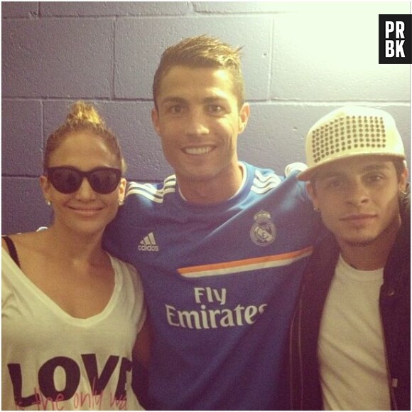 Cristiano Ronaldo, Jennifer Lopez et Casper Smart prennent la posent, en août 2013 aux Etats-Unis