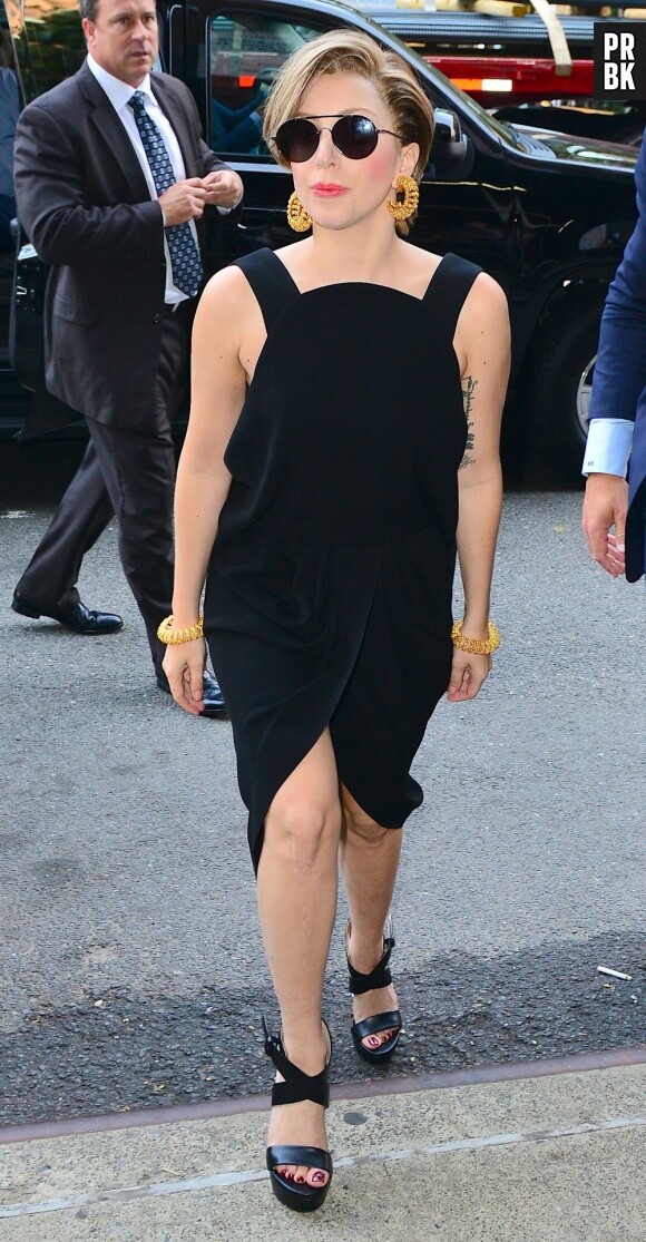 Lady Gaga à son arrivée devant les studios de Z100 radio, le 19 août 2013 à New York