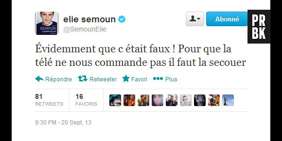Elie Semoun réagit à la fausse bagarre sur Twitter