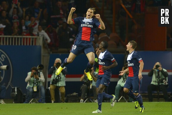 PSG VS AS Monaco : Zlatan Ibrahimovic heureux après son but, le 22 septembre 2013 au Parc des Princes