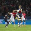 PSG VS AS Monaco : Zlatan Ibrahimovic en pleine action, le 22 septembre 2013 au Parc des Princes