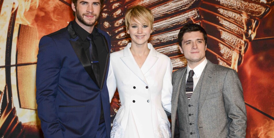 Josh Hutcherson, Jennifer Lawrence et Liam Hemsworth à l&#039;avant-première d&#039;Hunger Games l&#039;embrasement à Berlin le 12 novembre 2013