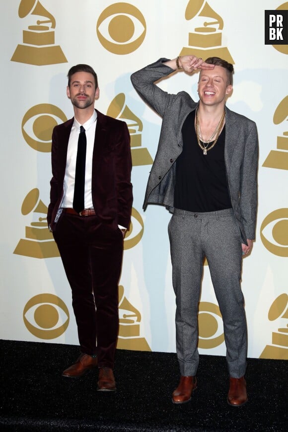 Macklemore & Ryan Lewis pour l'annonce des nominations aux Grammy Awards 2014, à Los Angeles, le 6 décembre 2013