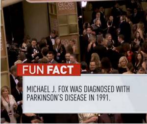 Michael J. Fox : "fun fact" maladroit de la chaîne E! pendant les Golden Globes 2014, le 12 janvier 2014 à Los Angeles