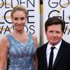 Michael J. Fox et sa femme Tracy Pollan sur le tapis rouge des Golden Globes 2014, le 12 janvier 2014 à Los Angeles