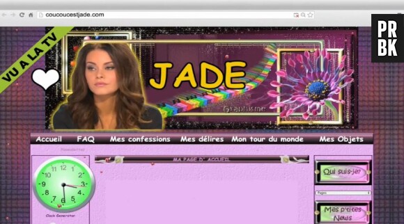 La faux site de Jade (La belle et ses princes 3) créé par Gonzague pour sa nouvelle caméra cachée