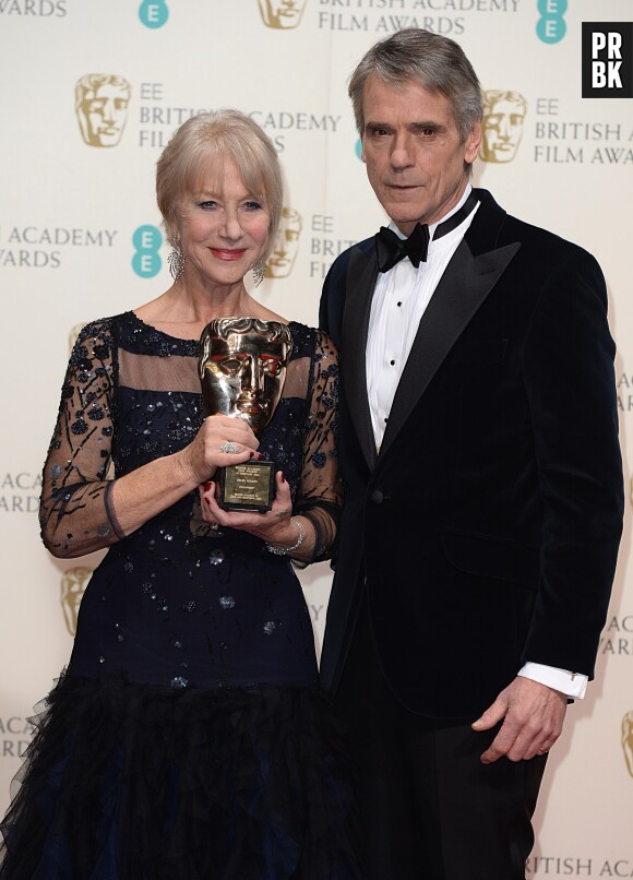 Helen Mirren et Jeremy Irons lors des BAFTA 2014 à Londres le 16 février 2014