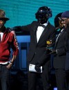Grammy Awards 2014 : Daft Punk et Pharrell Williams sur scène, le 26 janvier 2014 à Los Angeles