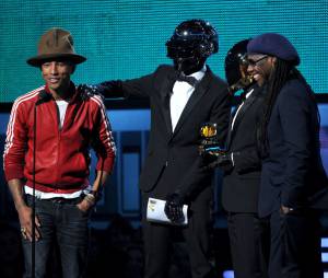Grammy Awards 2014 : Daft Punk et Pharrell Williams sur scène, le 26 janvier 2014 à Los Angeles