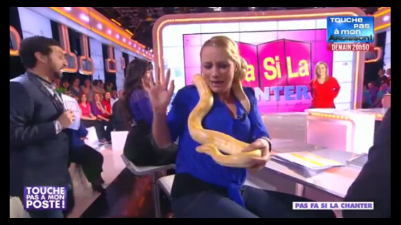 Elodie Gossuin paniquée face à un serpent dans TPMP