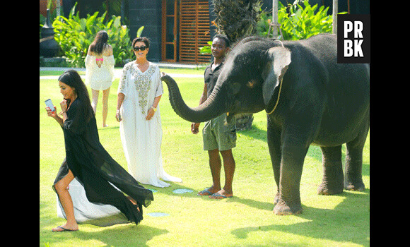 Kim Kardashian : attaquée par un bébé éléphant en plein selfie en Thaïlande, mars 2014