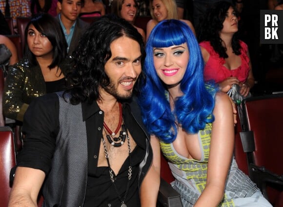 Katy Perry en mode perruque bleue avec son ex-mari Russell Brand