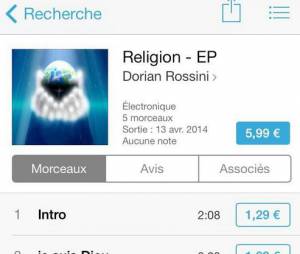 Dorian Rossini dévoile son album "Religion" sur Twitter, disponible en téléchargement