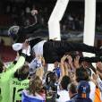 Carlo Ancelotti, l'entraîneur du Real Madrid fête cette Ligue des Champions 2014 avec ses joueurs