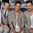 Nuno Resende, Julio Iglesias Junior et Damien Sargue des Latin Lovers lors de l'enregistrement du concert M6 Live à Issy-Les-Moulineaux, le 14 juin 2014
