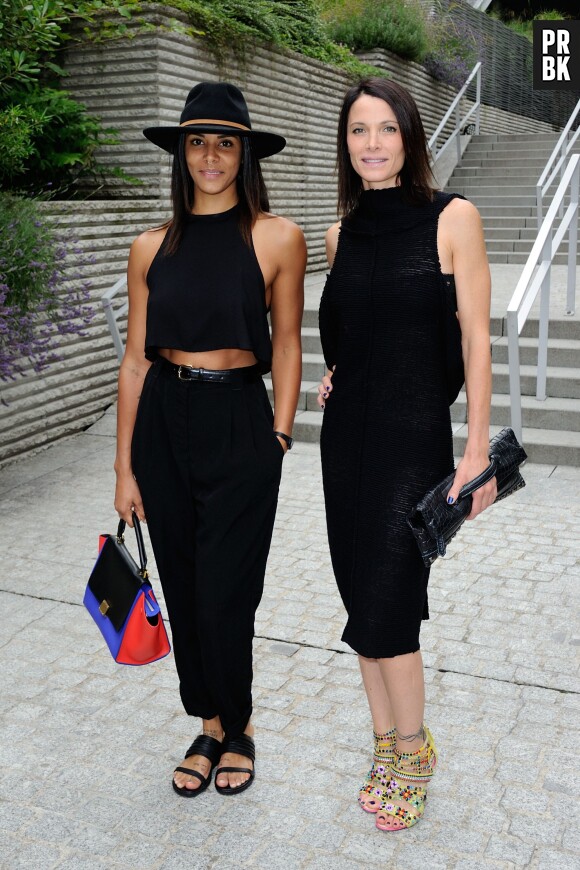 Shy'm et Laetitia Fourcade (RIS), au défilé Franck Sorbier à Paris pendant la fashion week haute couture, le 9 juillet 2014