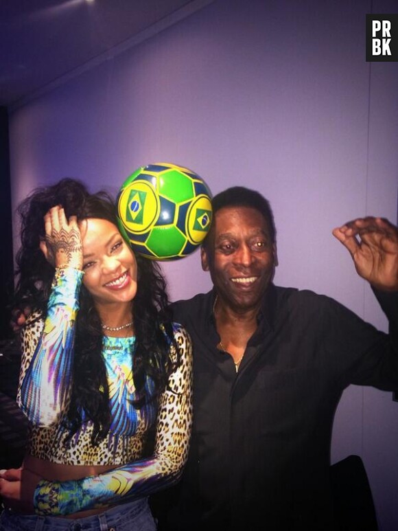 Rihanna et Pelé avant la finale du Mondial 2014