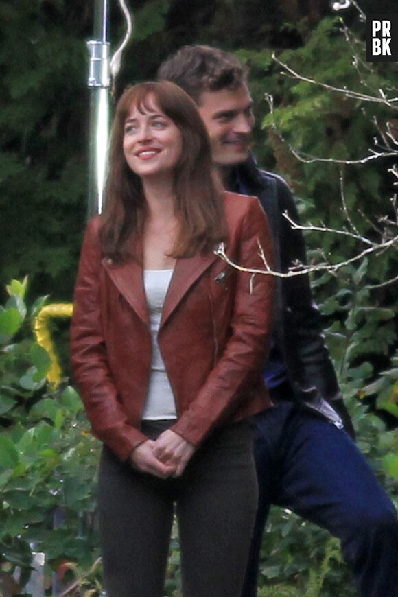 Fifty Shades of Grey : Jamie Dornan et Dakota Johnson sur le tournage le 24 octobre 2014 à Vancouver