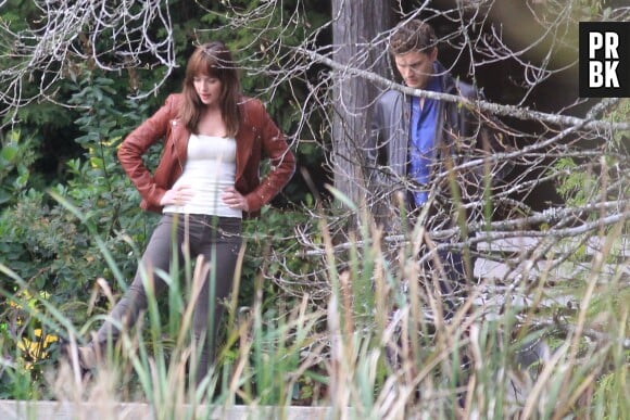 Fifty Shades of Grey : Jamie Dornan et Dakota Johnson en tournage le 24 octobre 2014 à Vancouver