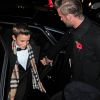 Romeo Beckham et David Beckham débarquent à la soirée Burberry, le 3 novembre 2014 à Londres