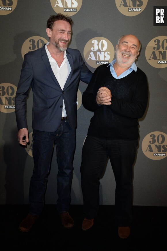 Jean-Paul Rouve et Gérard Jugnot pour la soirée des 30 ans de Canal+ au Palais de Tokyo, le 4 novembre 2014