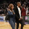 Beyoncé et Jay Z, dans les tribunes lors d'un match de basket des Brooklyn Nets