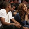 Beyoncé et Jay Z, dans les tribunes lors d'un match de basket des Brooklyn Nets