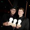 Cyprien et Norman aux Web Comedy Awards 2014 organisés par W9, Youtube et Orangina, le 21 mars 2014 à Paris