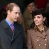 Kate Middleton et le Prince William complices à la messe de Noël de la famille royale le 25 décembre 2014