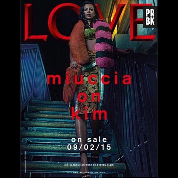 Kim Kardashian méconnaissable : sourcils décolorés en Une de Love Magazine, février 2015
