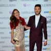 Vanessa Lawrens et Julien Guirado souriants aux Lauriers TV Awards, le 6 janvier 2015 à La Cigale à Paris