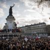 La place de la République envahie par les Français pour la marche républicaine contre le terrorisme à Paris à Paris, le 11 janvier 2014