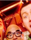 Michaël Youn, Pascal Obispo et Dany Boon pendant la tournée des Enfoirés 2015