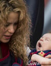 Shakira, Gerard Piqué et leur fils Sasha après un match du FC Barcelone, le 18 avril 2015 au Camp Nou