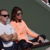 Amélie Mauresmo enceinte dans les tribunes de Roland Garros, le 28 mai 2015