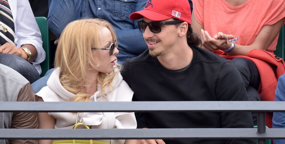  Zlatan Ibrahimovic et sa femme dans les tribunes de Roland Garros, le 28 mai 2015 
