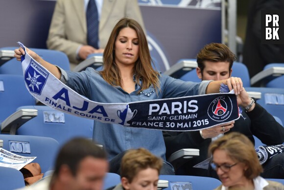 Laury Thilleman supportrice du PSG lors de la finale de Coupe de France au Stade de France, le 30 mai 2015