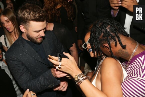 Justin Timberlake, Rihanna et Travis Scott à New York pendant la Fashion Week, le 10 septembre 2015